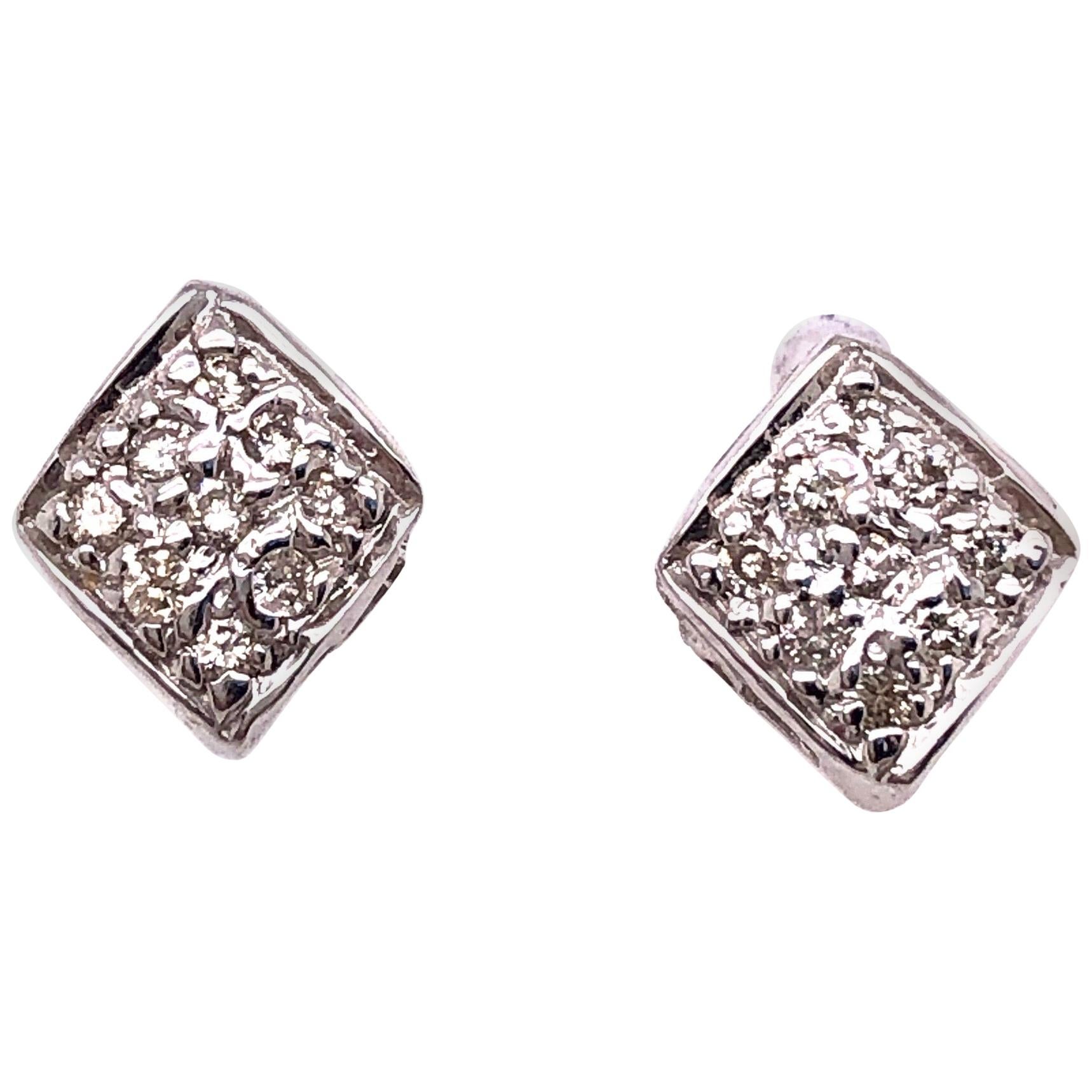14 Karat White Gold Earrings with Round Diamonds 0.20 TDW For Sale