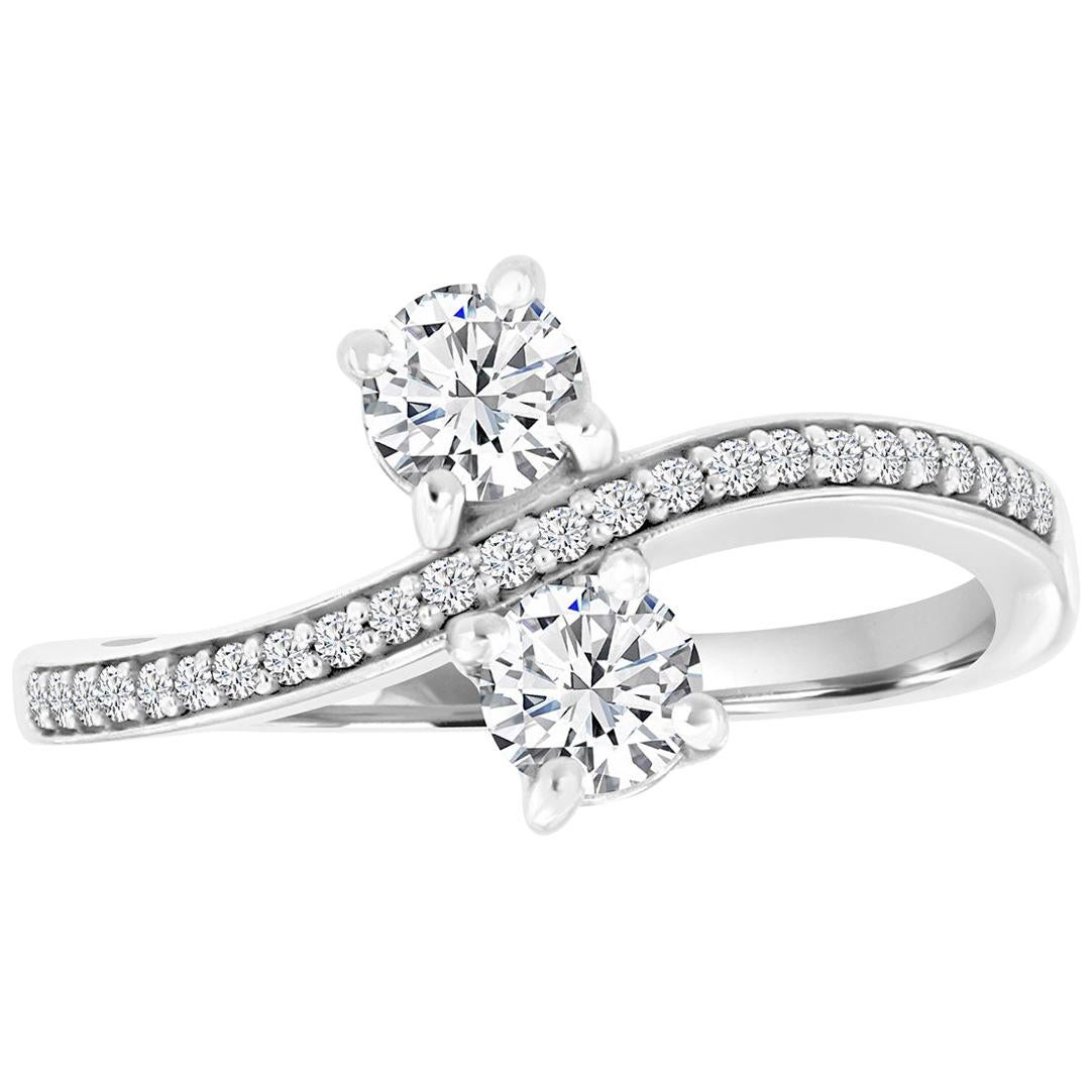 14 Karat White Gold Eclipse Curve Diamond Ring '3/4 Carat' For Sale