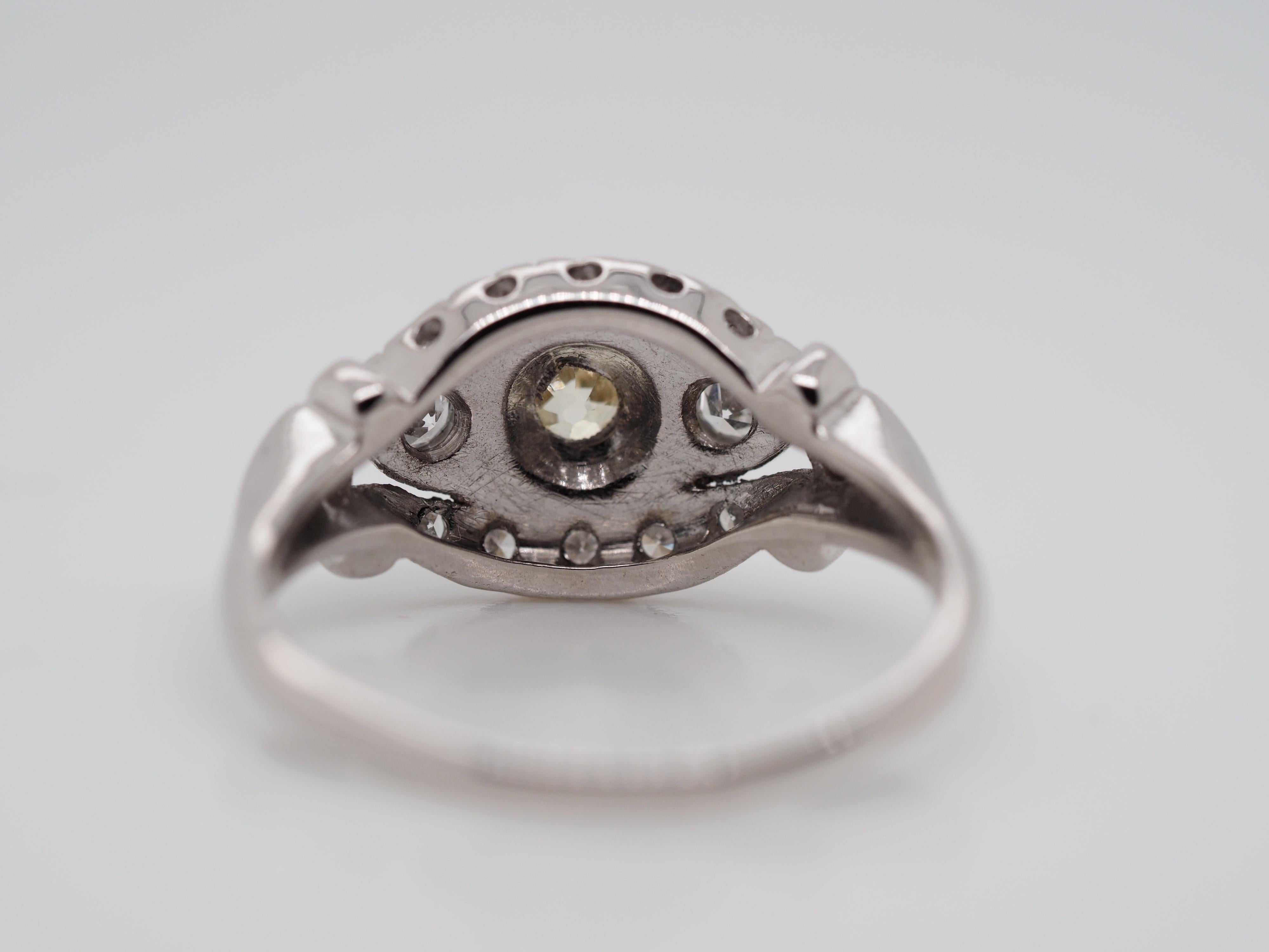 14 Karat White Gold Edwardian Style Old Mine Cut Diamond Ring #57 2