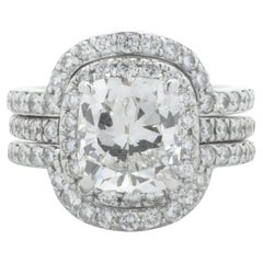 14 Karat White Gold Elongated Cushion Cut Diamond Wedding Set