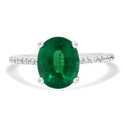 Ring aus 14 Karat Weißgold mit Smaragd und Diamant