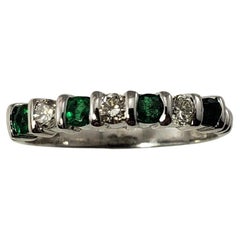 14 Karat White Gold Emerald and Diamond Ring