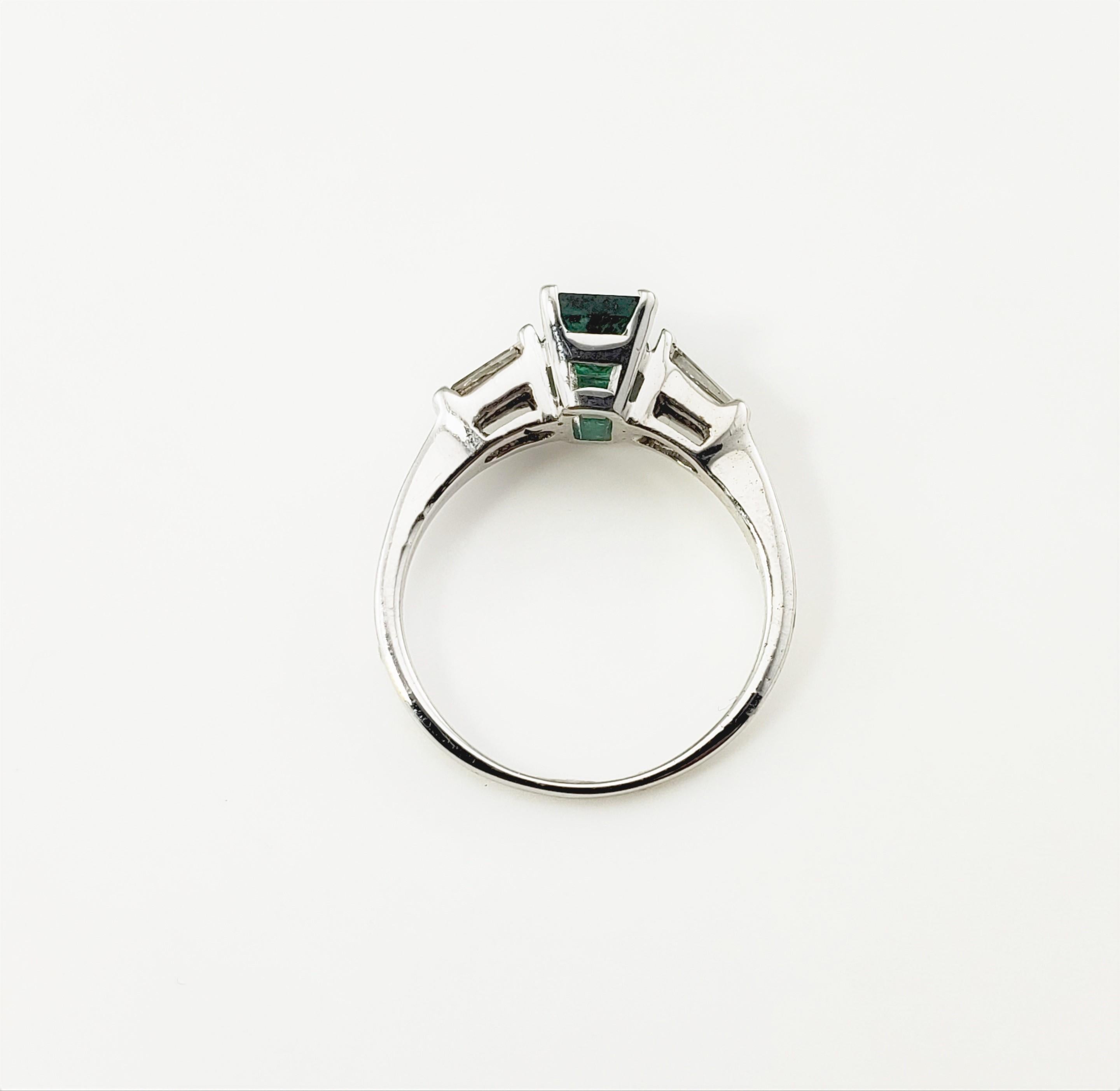 14 Karat White Gold Emerald and Diamond Ring  In Good Condition In Washington Depot, CT