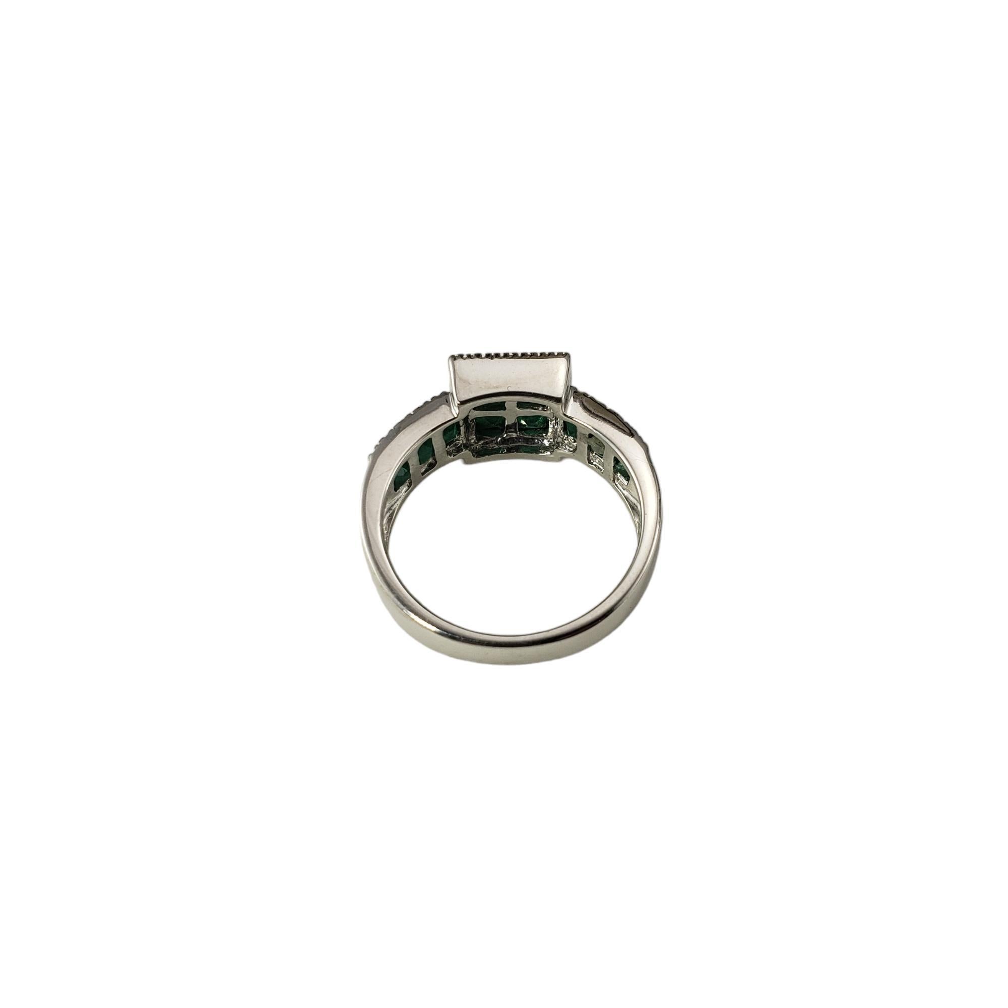 De las mujeres Anillo de oro blanco de 14 quilates con esmeralda y diamantes talla 7  #17922 en venta