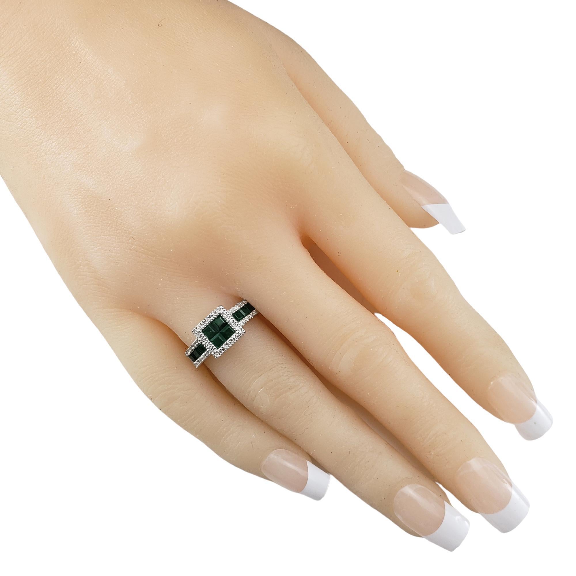 Anillo de oro blanco de 14 quilates con esmeralda y diamantes talla 7  #17922 en venta 2