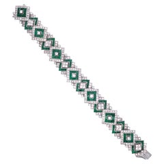 14 Karat White Gold Emerald and Diamond Bracelet