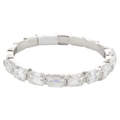 Bracelet en or blanc 14 carats avec diamants taille émeraude