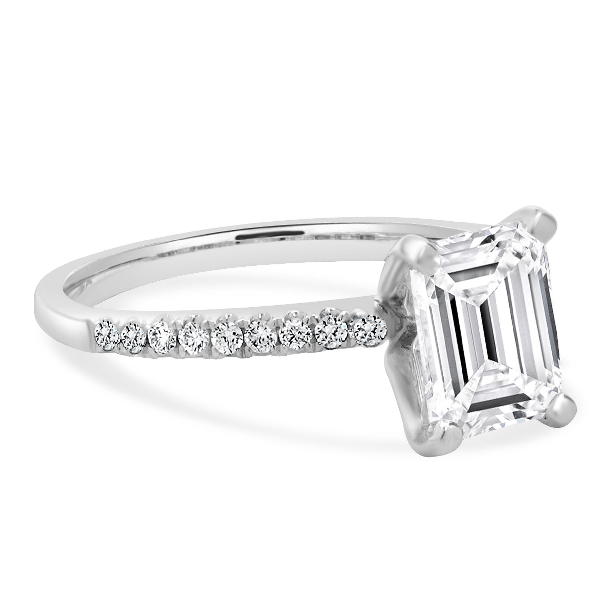 Women's 14 Karat White Gold Emerald Cut Diamond Engagement Ring
