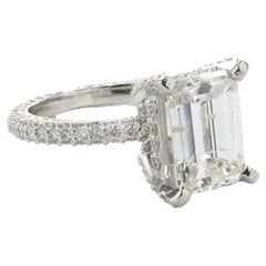 14 Karat White Gold Emerald Cut Diamond Engagement Ring