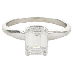 14 Karat White Gold Emerald Cut Diamond Engagement Ring