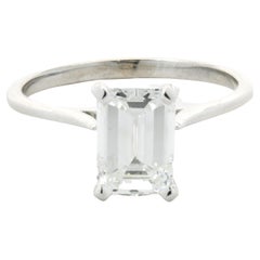 14 Karat White Gold Emerald Cut Diamond Engagement Ring