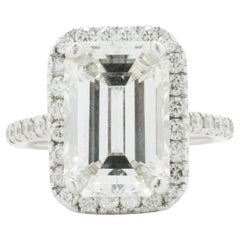 18 Karat White Gold Emerald Cut Diamond Engagement Ring