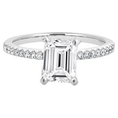 14 Karat White Gold Emerald Cut Diamond Engagement Ring