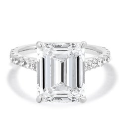 14 Karat White Gold Emerald Cut Diamond Engagement Ring