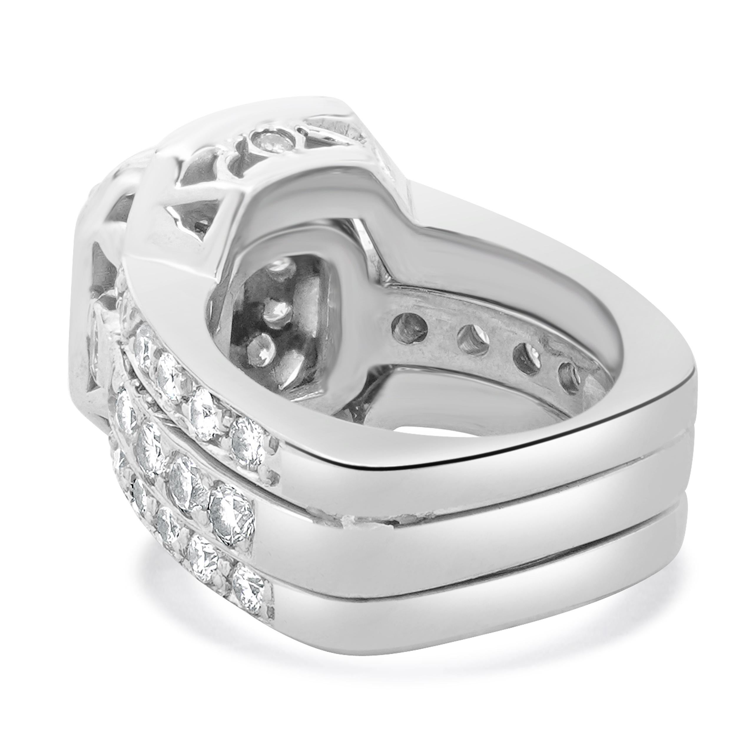Taille émeraude Bague de fiançailles en or blanc 14 carats avec diamant taille émeraude en vente