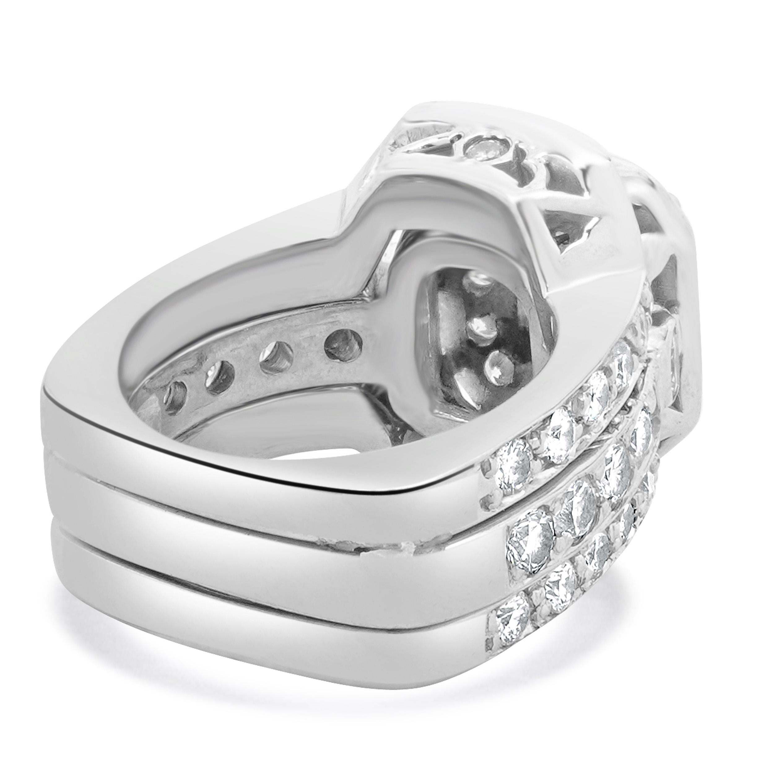 Bague de fiançailles en or blanc 14 carats avec diamant taille émeraude Excellent état - En vente à Scottsdale, AZ