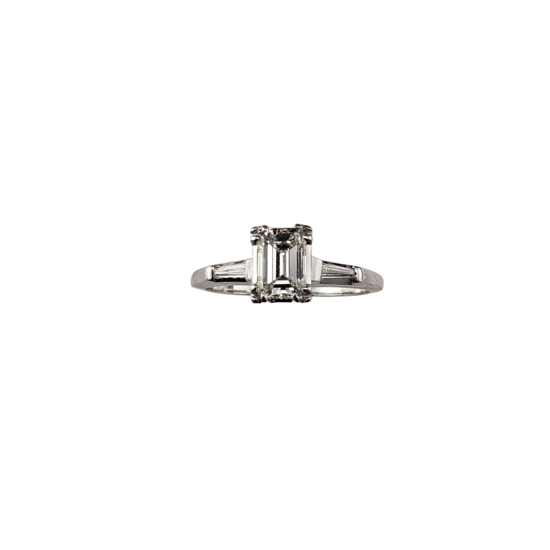 14 Karat White Gold Emerald Cut Diamond Engagement Ring Size 5.5 #21696