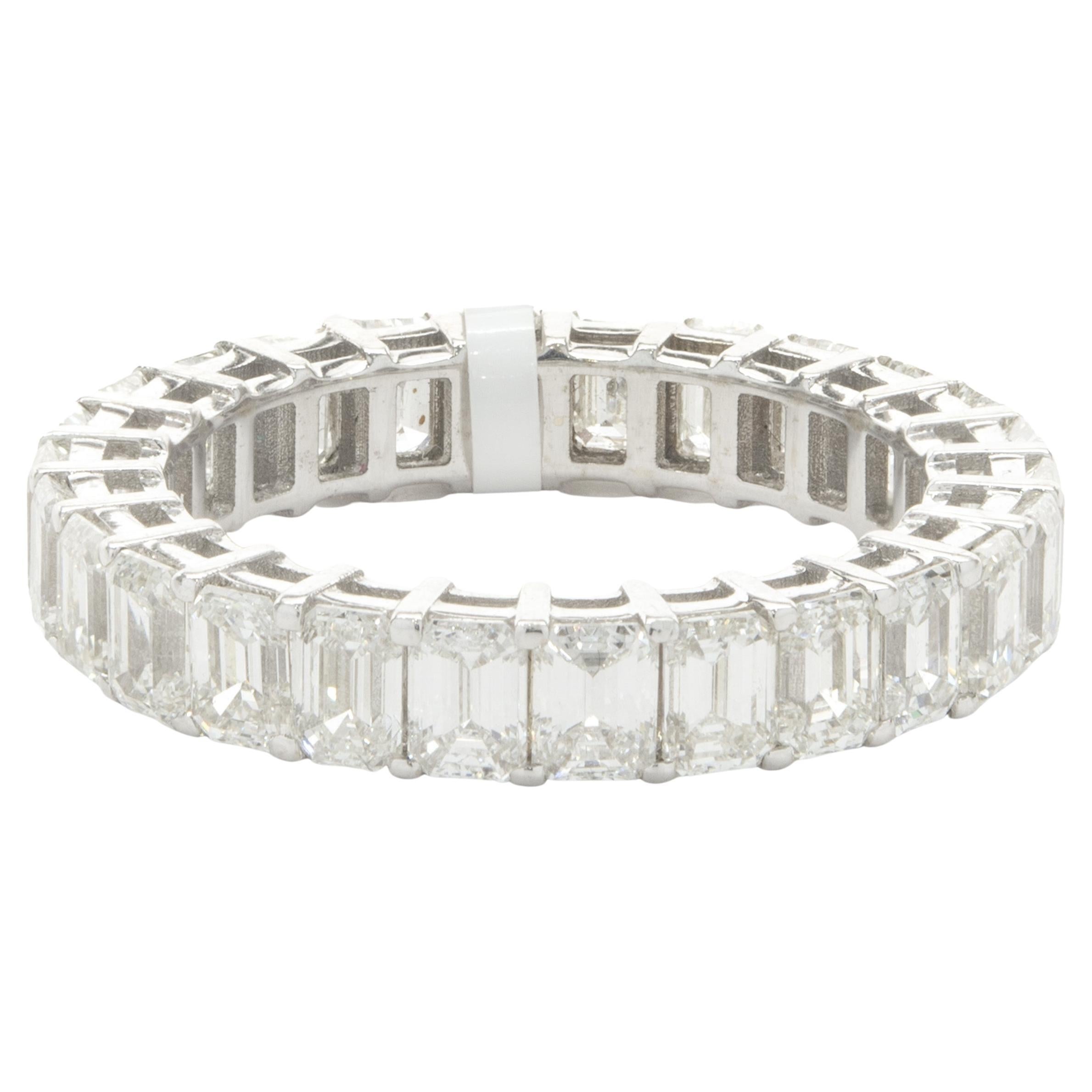 14 Karat Yellow Gold Emerald Cut Diamond Eternity Band For Sale at 1stDibs