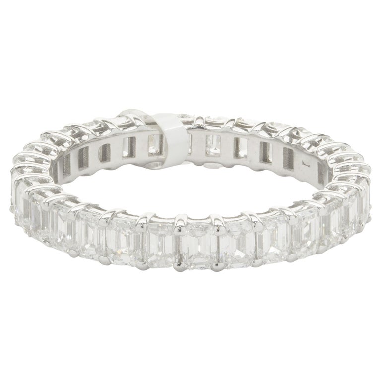 4.31 CTW Emerald Cut Diamond 14K White Gold Eternity Band