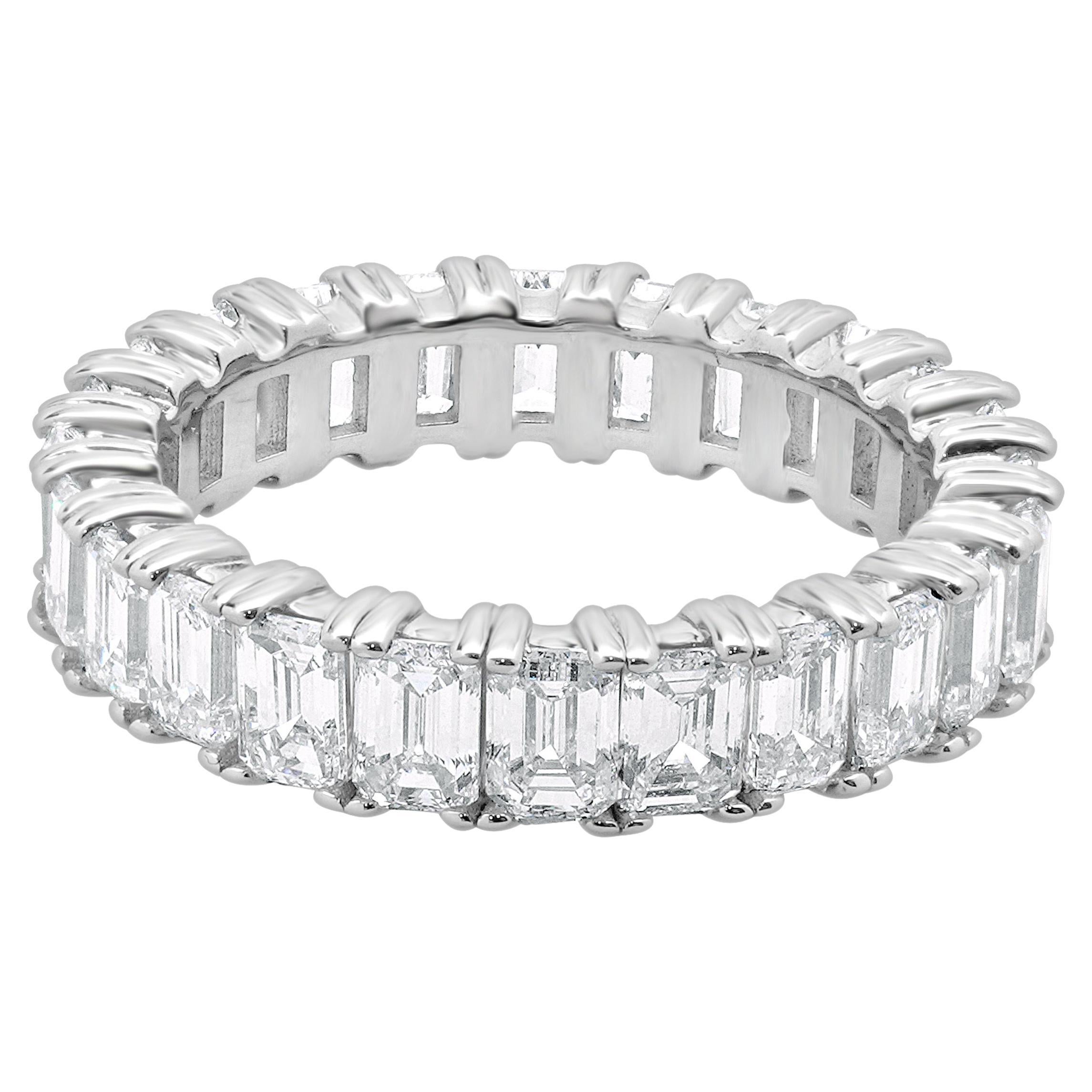 14 Karat White Gold Emerald Cut Diamond Eternity Band