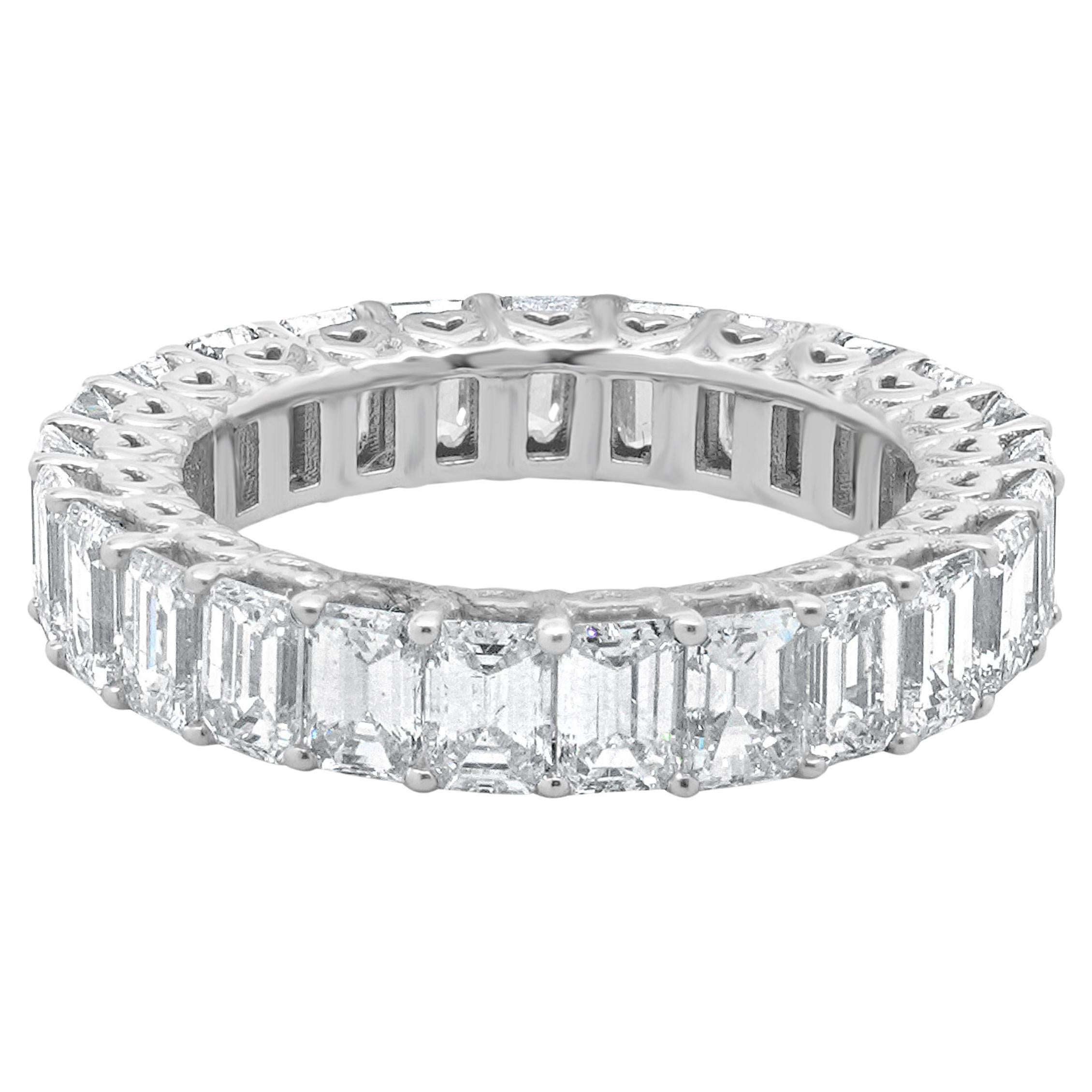 14 Karat White Gold Emerald Cut Diamond Eternity Band