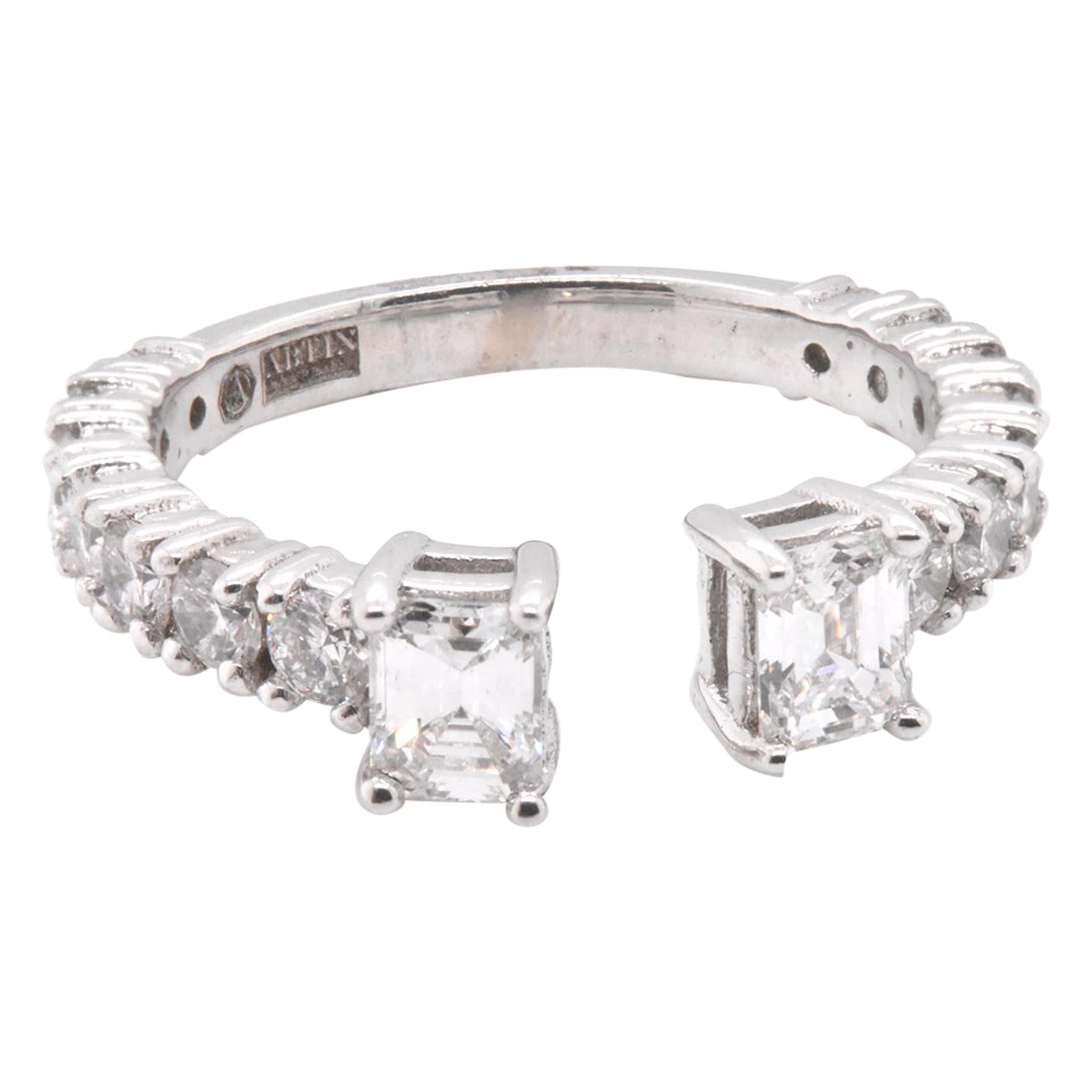 14 Karat White Gold Emerald Cut Diamond Ring