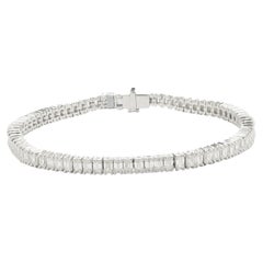 14 Karat White Gold Emerald Cut Diamond Tennis Bracelet