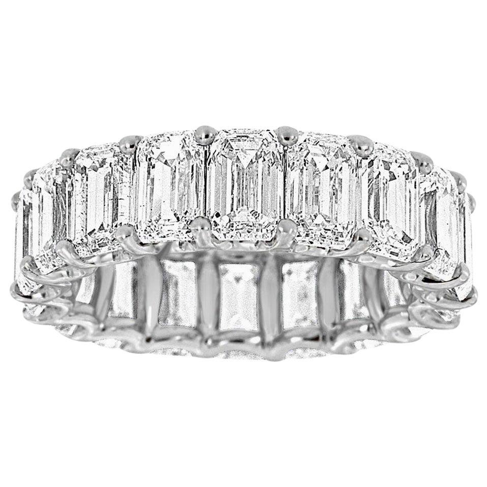 For Sale:  14 Karat White Gold Emerald Eternity Diamond Ring '9 1/2 Carat'