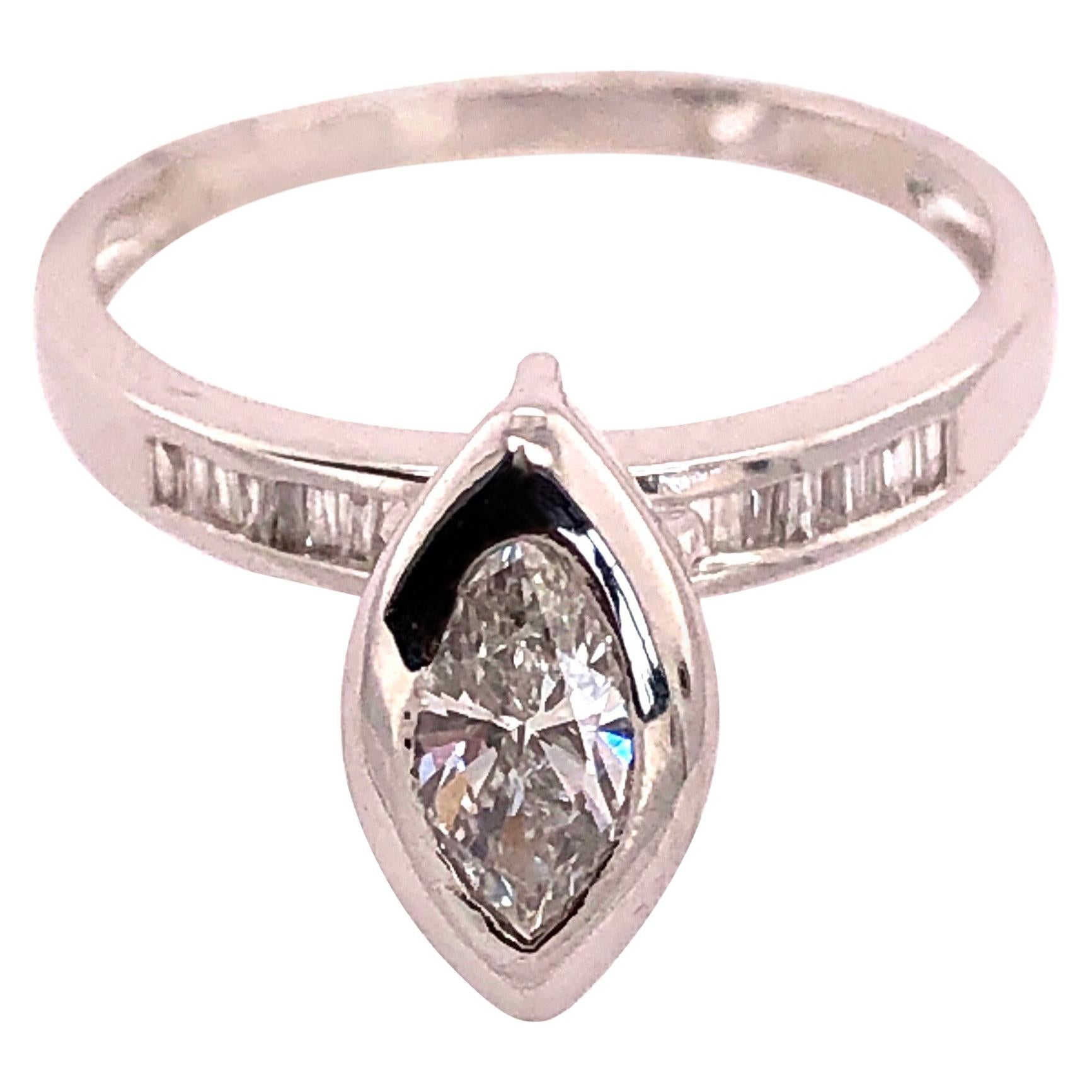 14 Karat White Gold Engagement Ring 1.10 Total Diamond Weight