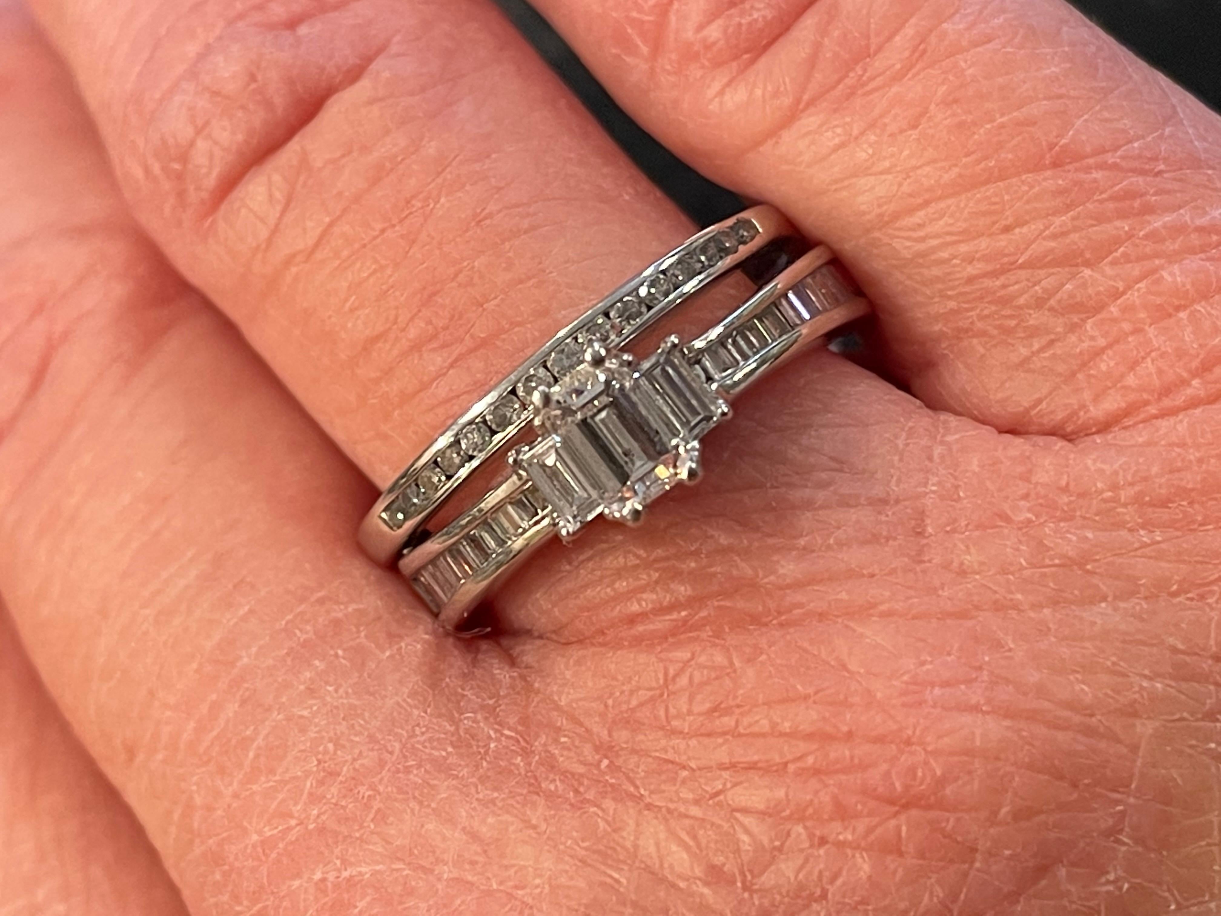 14 Karat White Gold Engagement Ring Bridal Ring 0.75 Total Diamond Weight For Sale 9