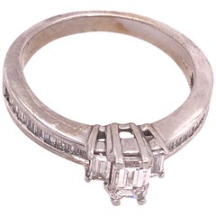 Anello di fidanzamento in oro bianco 14 carati Anello nuziale 0,75 peso totale dei diamanti