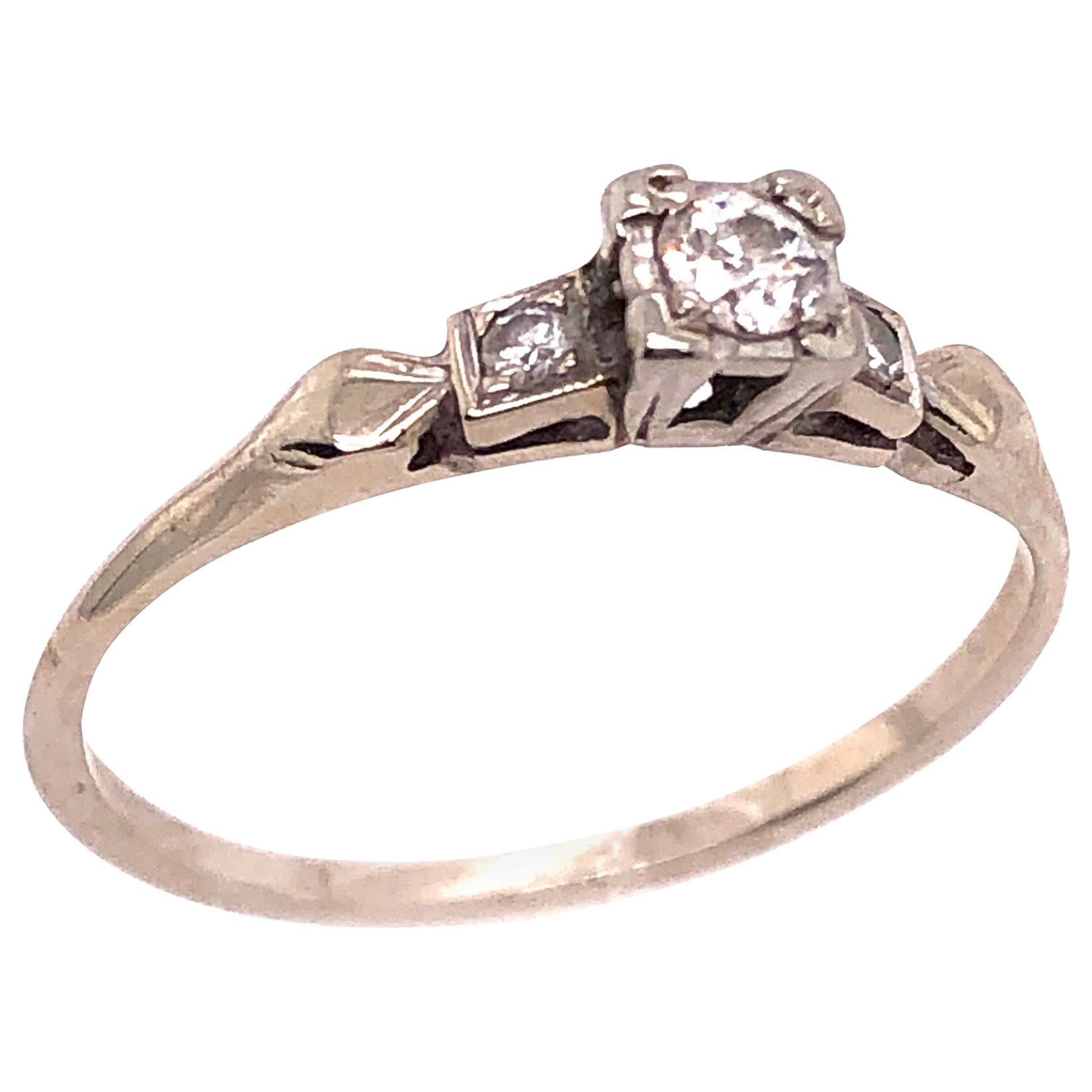 14 Karat White Gold Engagement Three-Stone Ring 0.34 TDW For Sale