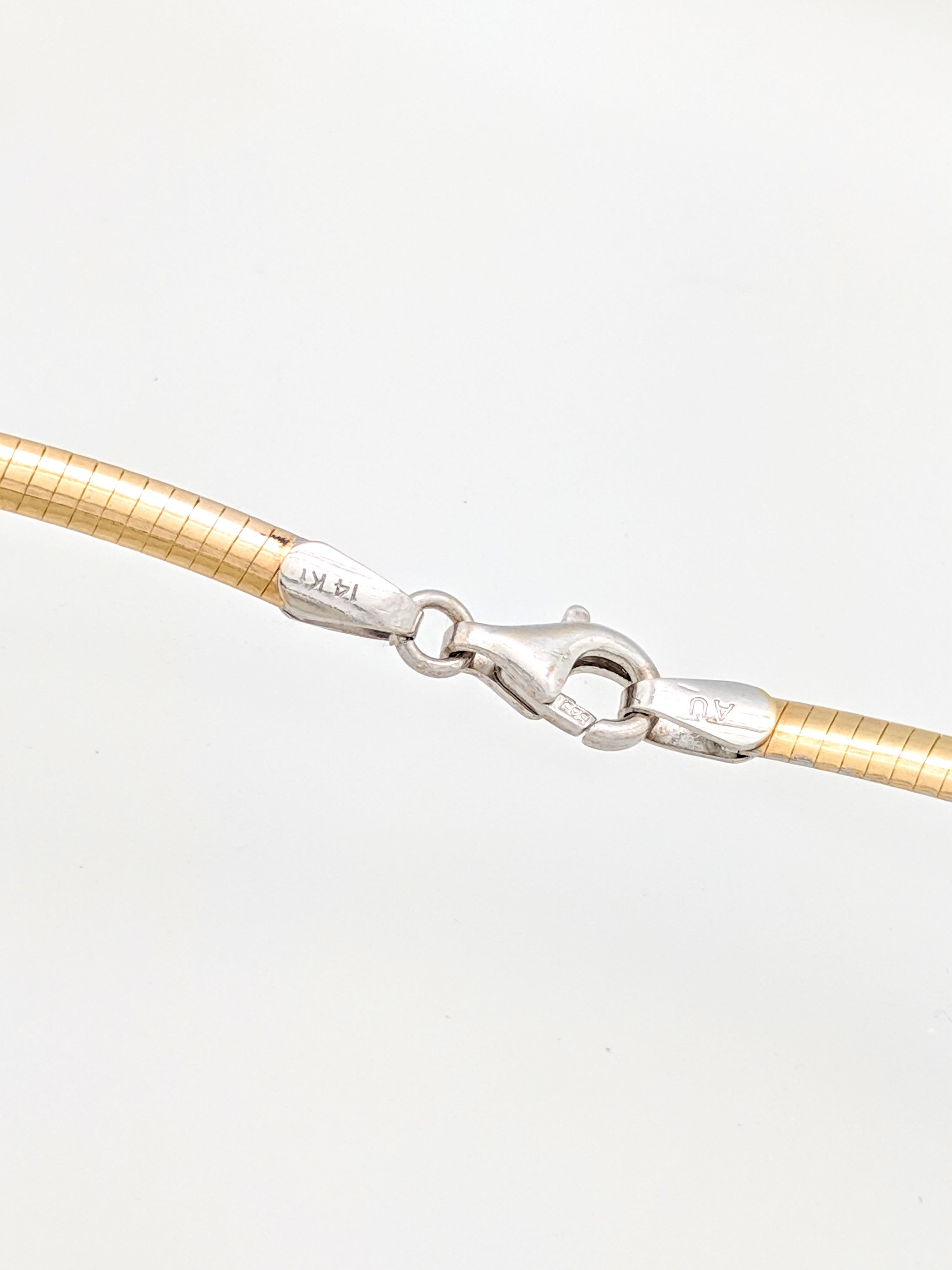 14 Karat White Gold Estate Diamond Pendant on Reversible Omega 2-Tone Necklace 3