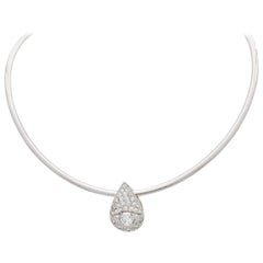 14 Karat White Gold Estate Diamond Pendant on Reversible Omega 2-Tone Necklace