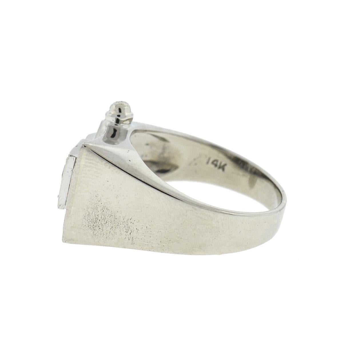 Romantic 14 Karat White Gold European Cut Diamond Ring