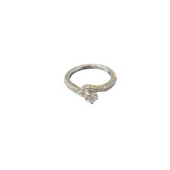 14 Karat White Gold "Ever Us" Diamond Bypass Ring Size 6 #17589