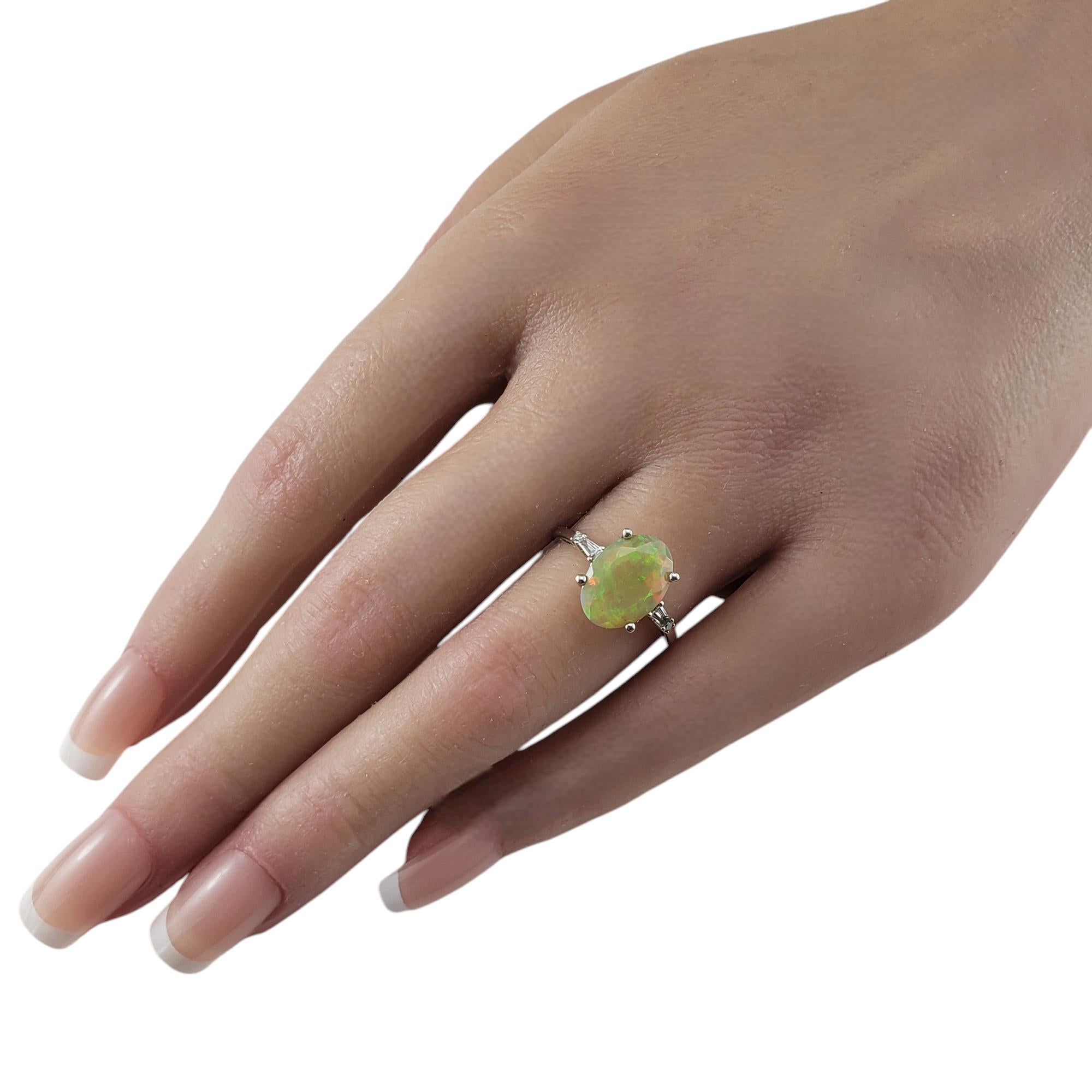 14 Karat White Gold Faceted Opal and Diamond Ring Size 6.5 #19823 For Sale 2