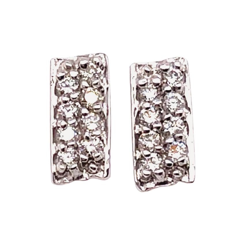 14 Karat White Gold Fancy Earrings with Round Diamonds For Sale