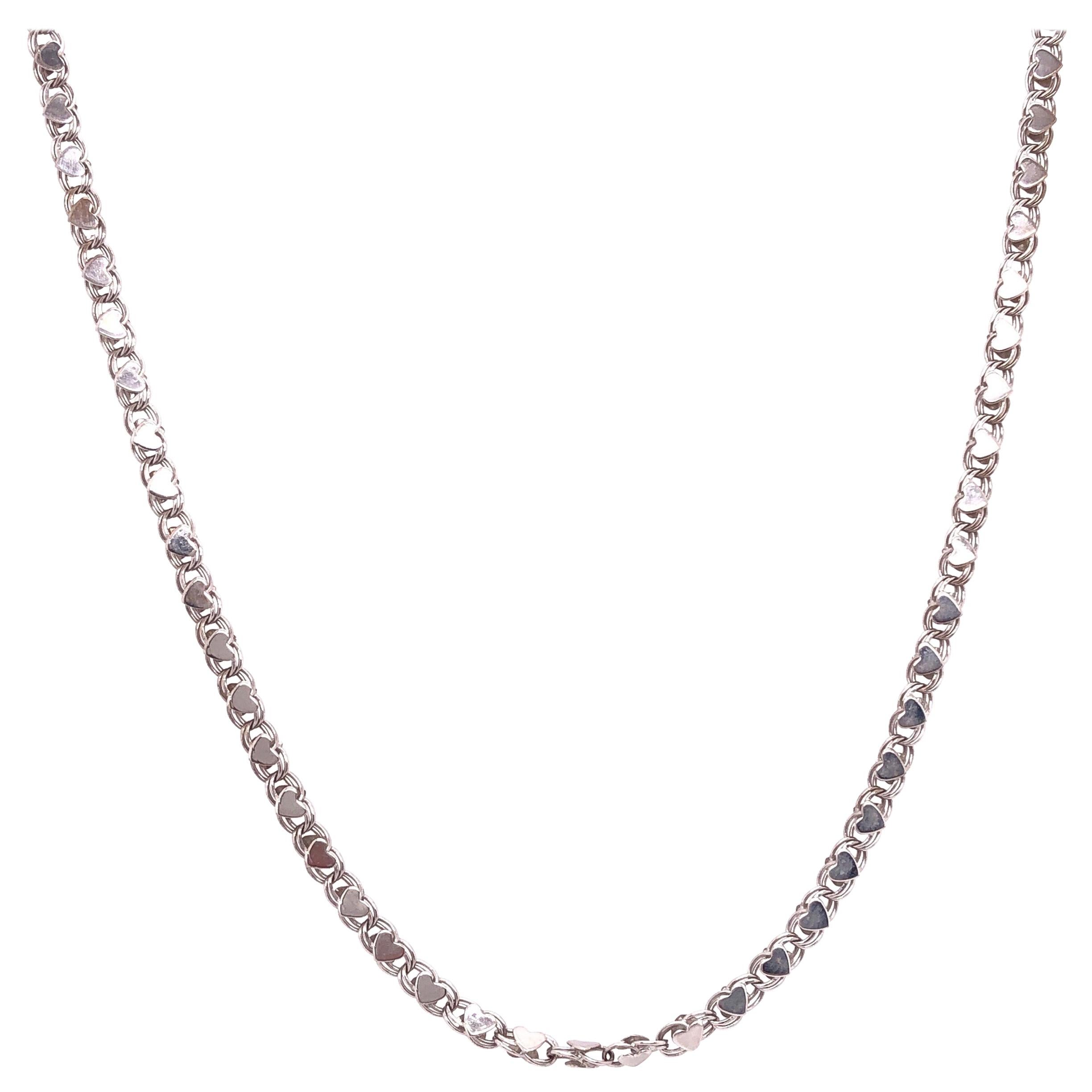 14 Karat White Gold Fancy Link Necklace For Sale