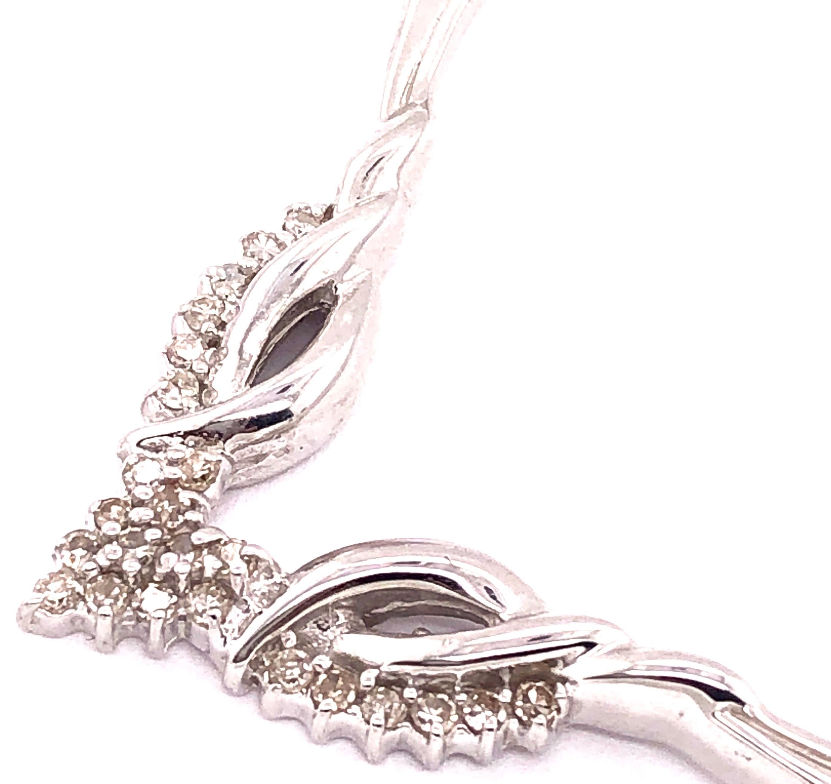 14 Karat White Gold Fancy Link Necklace With Soldered Diamond Pendant  For Sale 1