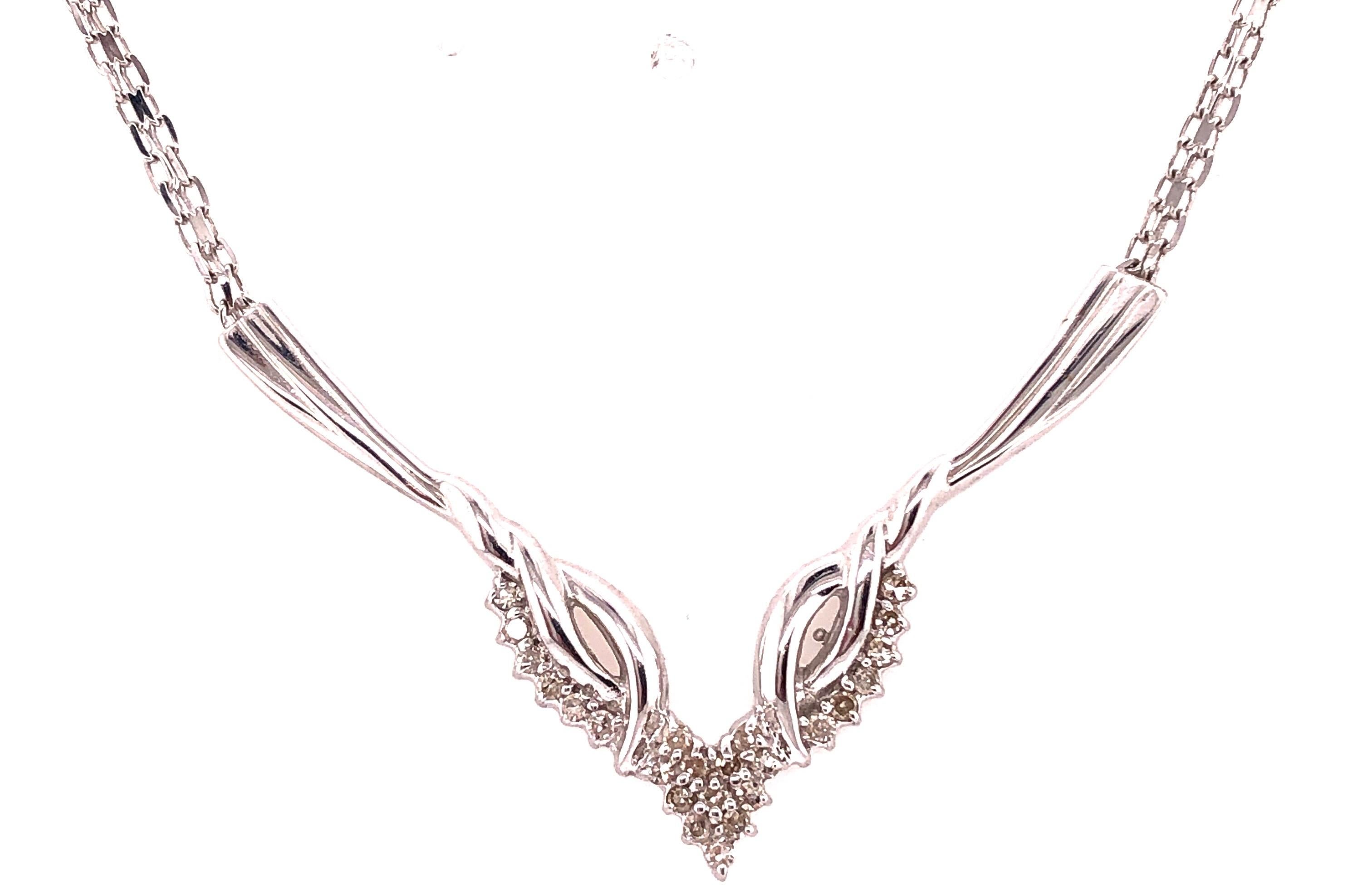 14 Karat White Gold Fancy Link Necklace With Soldered Diamond Pendant 
0.50 TDW.
Pendant: 3cm height
                5 cm width
9.36 grams total weight.