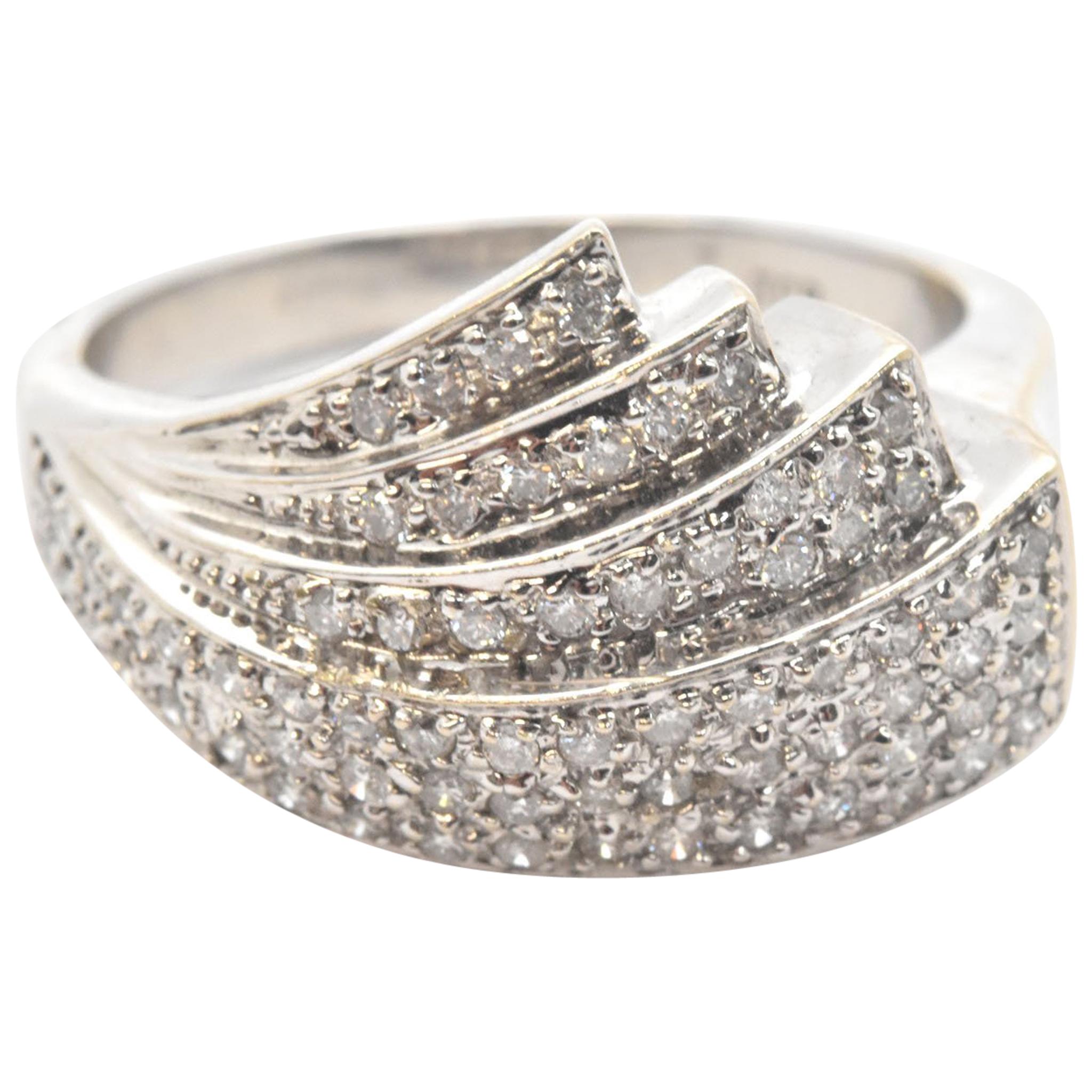 14 Karat White Gold Fanning 0.75 Carat Diamond Band Ring
