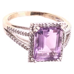 14 Karat Weißgold Modischer Amethyst-Ring mit Diamanten