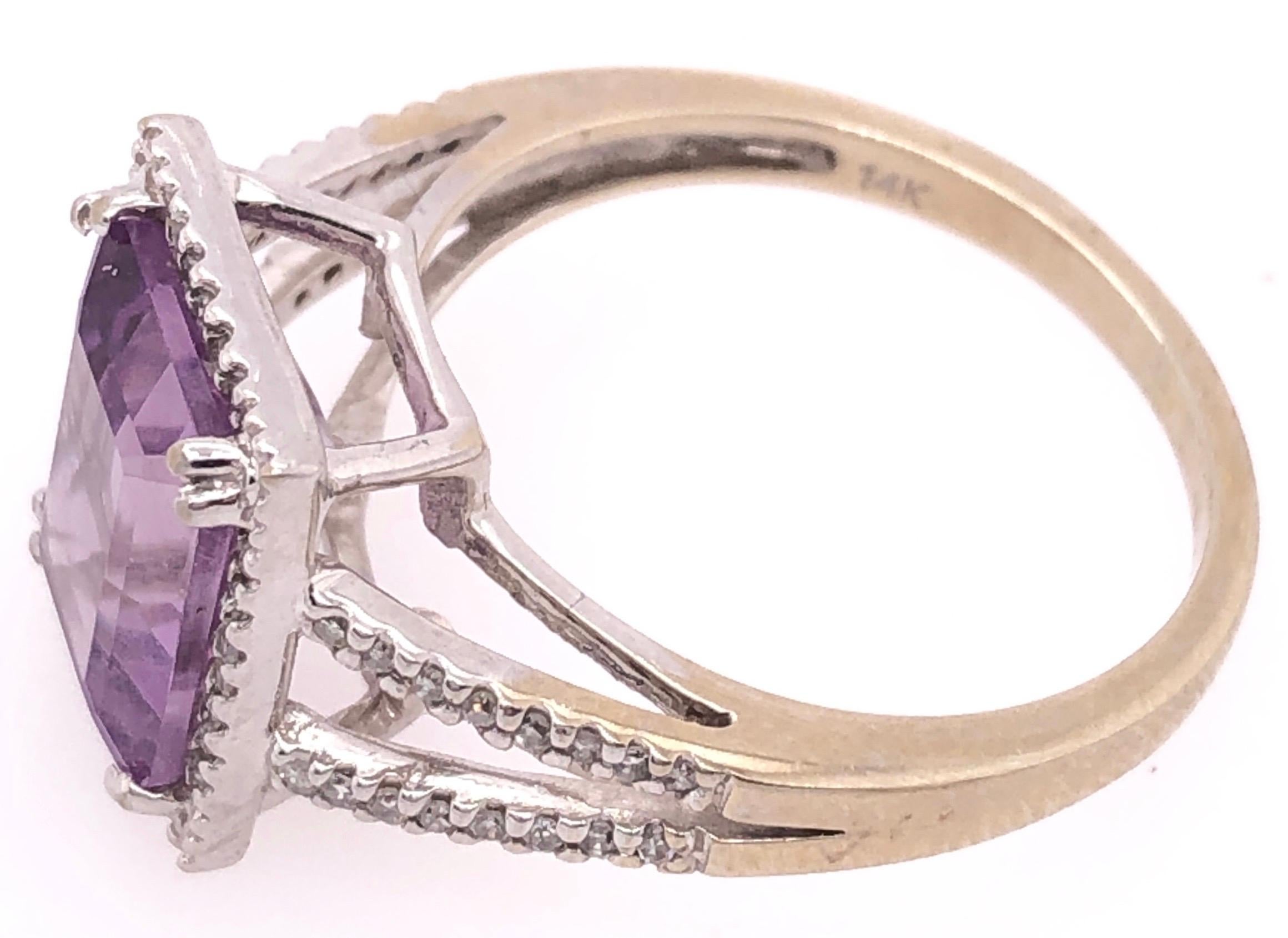 14 Karat White Gold Fashion Amethyst Ring with Diamonds For Sale 1