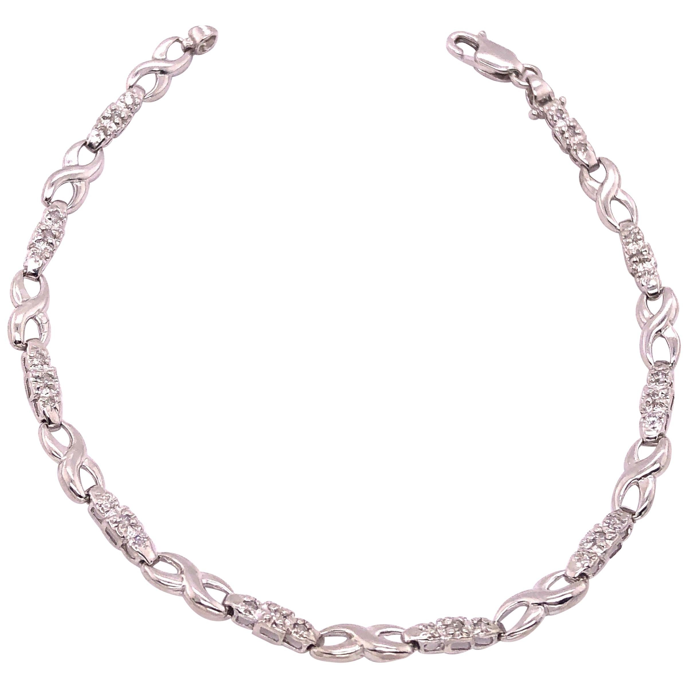 Pulsera de moda de oro blanco de 14 quilates con diamantes redondos