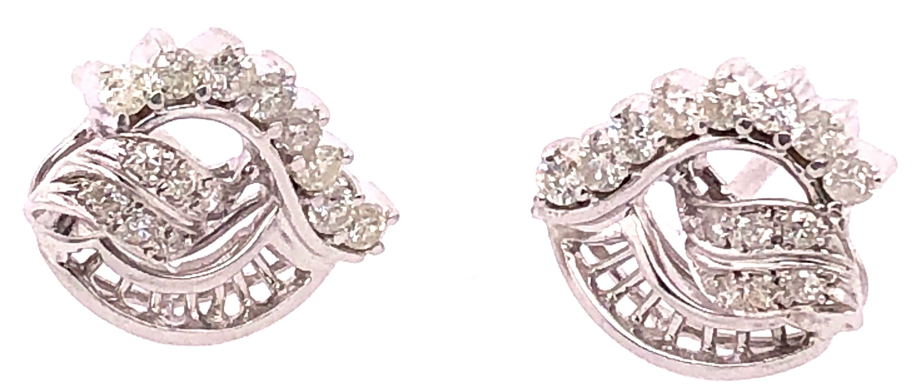 da uomo o donna 14 Karat White Gold Fashion Earrings with Diamonds 1.25 TDW in vendita