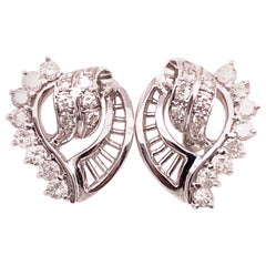14 Karat White Gold Fashion Earrings with Diamonds 1.25 TDW