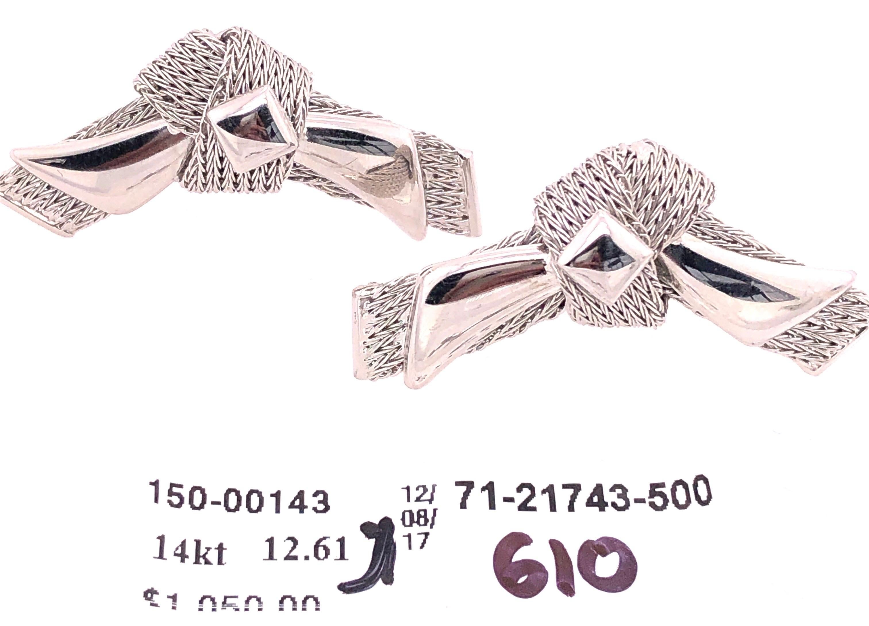 14 Karat White Gold Fashion Knot Earrings For Sale 4