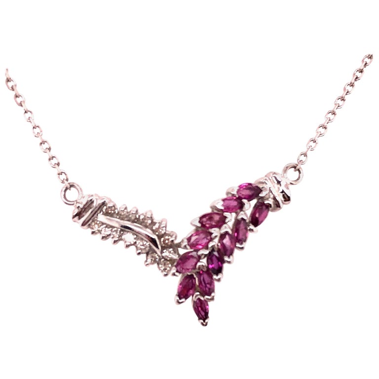 14 Karat White Gold Fashion Necklace with Diamonds and Semi Precious