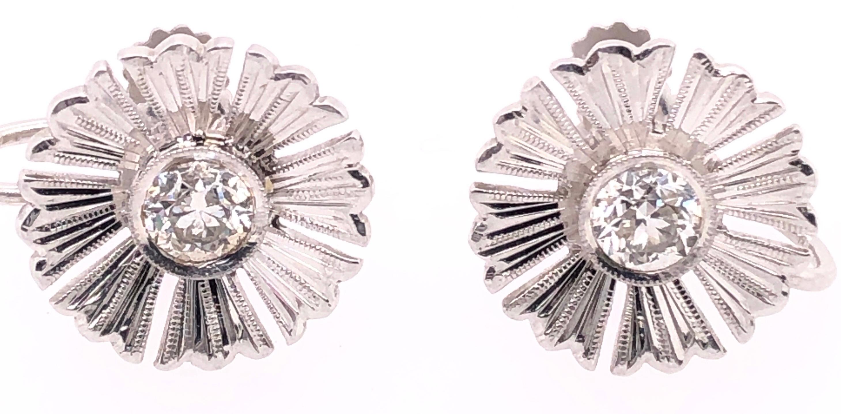 Modern 14 Karat White Gold Fashion Non Pierce Earrings with Diamonds For Sale